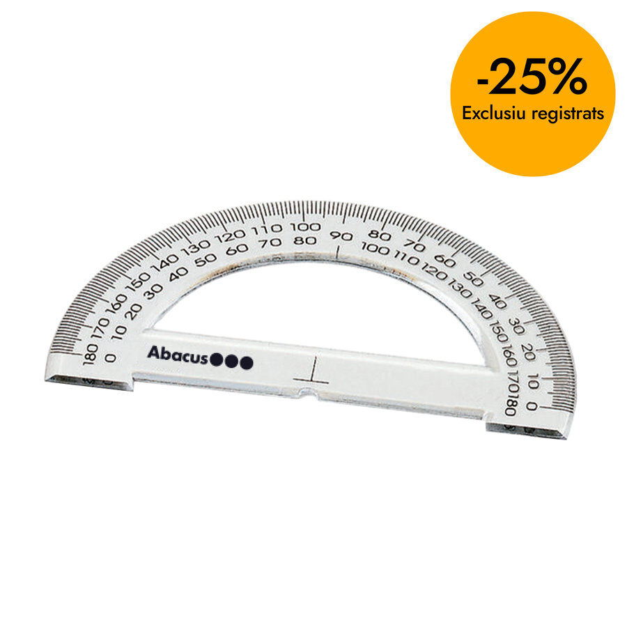 Transportador de &aacute;ngulos escolar Abacus 15cm