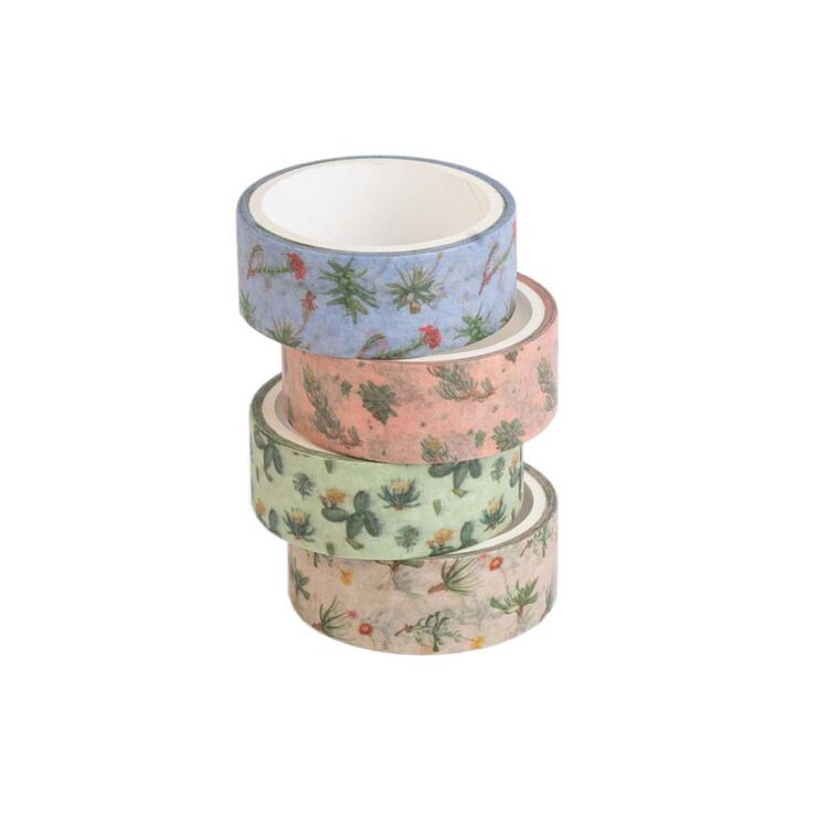 Washi Tape Kokonote Botanical Cacti 4 unidades