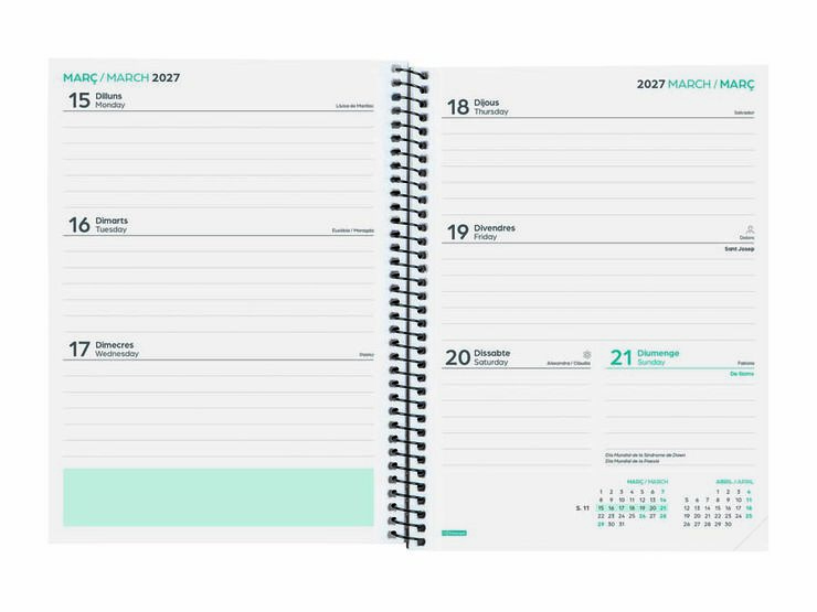Agenda Escolar Finocam Secundaria 1/4 Sem/Vista Catal&aacute;n 2026-27 Negro