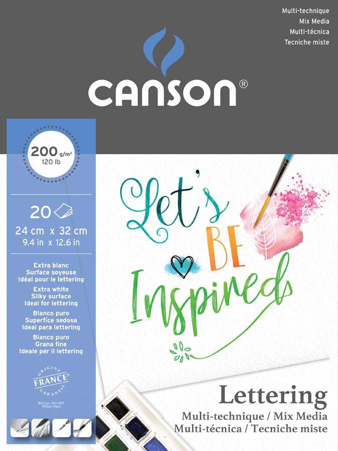 Bloc Canson&nbsp;Lettering&nbsp;Mix Media&nbsp;Satin 24x32&nbsp;200g&nbsp;20Fulls