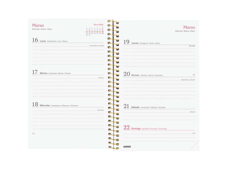 Agenda Finocam Design Collection E5 sem/vista horizontal cas 2026 Flora