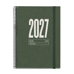 Agenda Miquelrius Espiral Plus Semana Vista Catal&aacute;n 2027 Reciclado Verde Oscuro