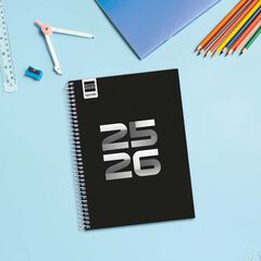 Agenda Finocam escolar Cool 1/4 setm/vista cas 2025-26 negre