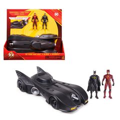 Batmovil con figuras Flash y Batman 10 cm