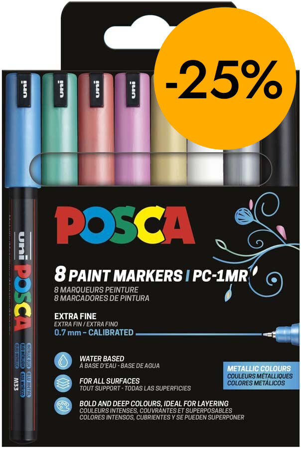 Retoladors Posca PC-1MR 0,7mm Metall 8 colors