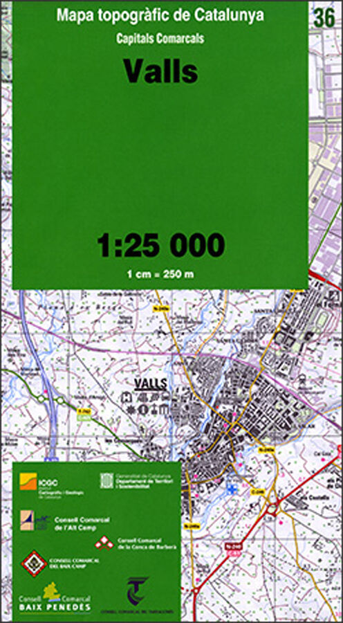 Mapa topogr&agrave;fic de Catalunya 1:25 000. Capitals Comarcals 36 - Valls