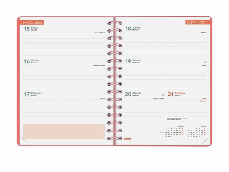 Agenda Finocam Cosmflex 1/4 Sem/Vista Castellano 2026-27 Rojo