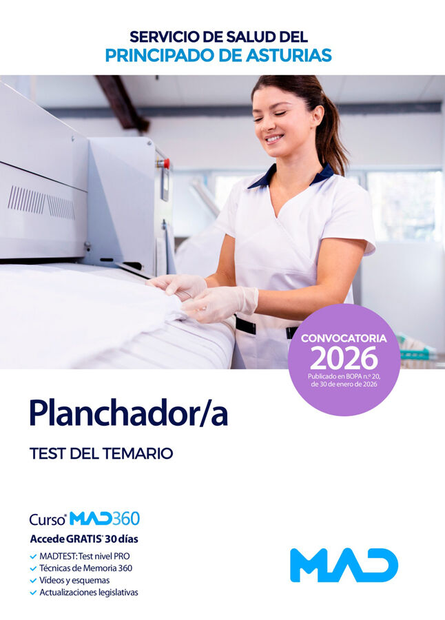 Planchador/a del Servicio de Salud del Principado de Asturias (SESPA). Test del temario