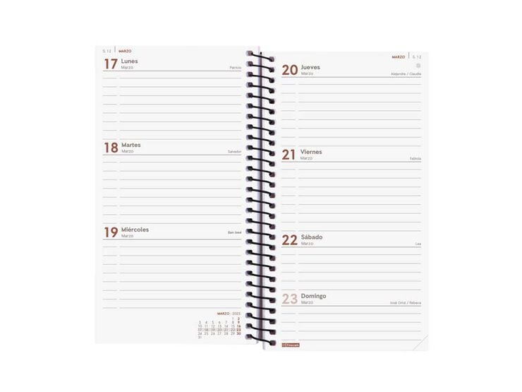 Agenda Finocam Opaque E9 setm/vista horitzontal cas 2026 blau