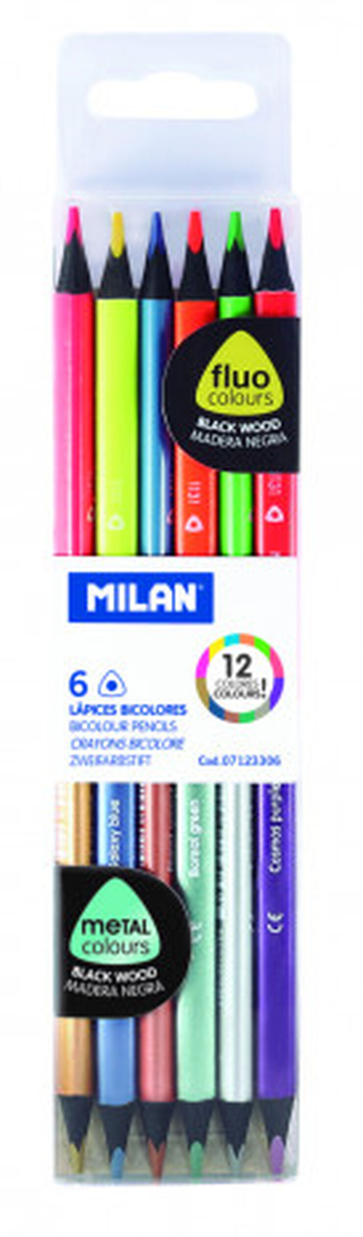 Lápiz de colores Milan Bicolor Fluo/metal 6U