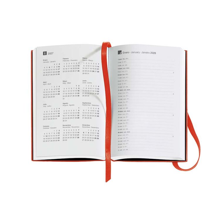 Agenda Miquelrius Passport 9x14 dia/pàg mult 2026 Luxor vermell