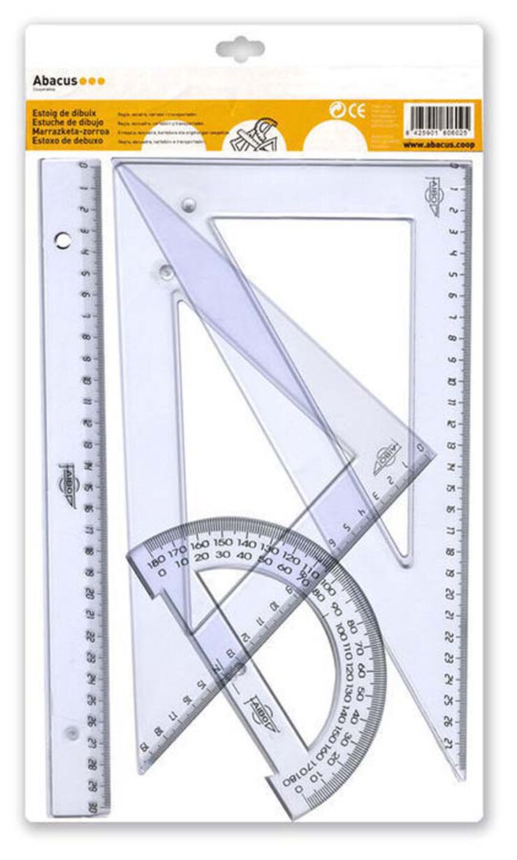 Joc regles Abacus regle 30 cm,escaire i cartabó 25 cm