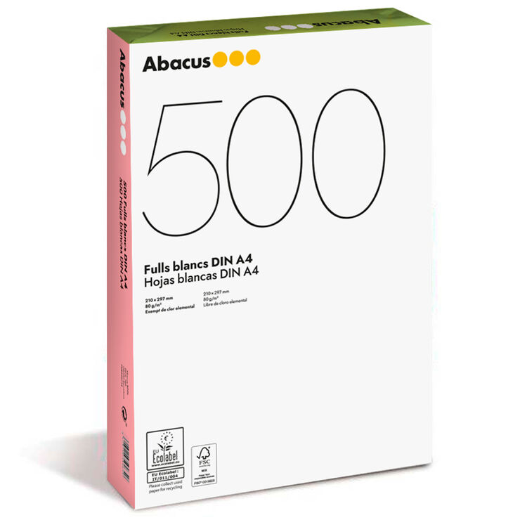 Papel blanco FSC Abacus A4 80g 500 hojas