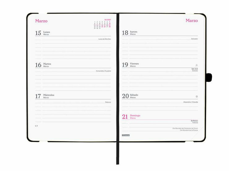 Agenda Finocam 16M Capri F4 Sem/Vista Castellano 2026-27 Negro