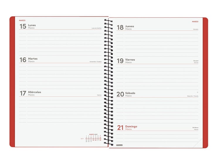 Agenda Finocam My Setmana Vista Horitzontal 2027 Castell&agrave; Vermell