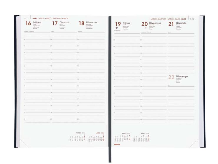 Agenda Finocam Milano Y11 sem/vista vertical cat 2026 negro