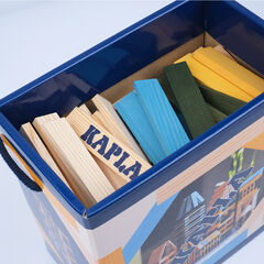 Joc de construcció Kapla caixa 120 llistons blaus, grocs i color fusta