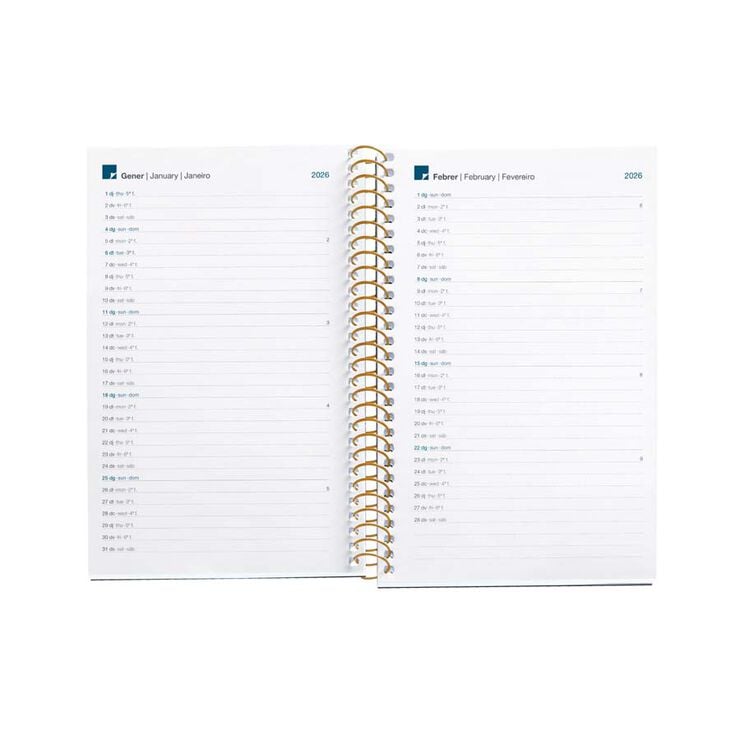 Agenda Espiral Miquelrius Activa 11x18 día/pág catalán 2026 Leopard