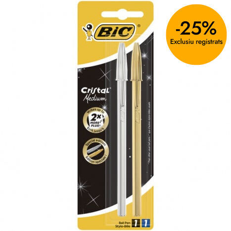 Bol&iacute;grafos Bic Cristal Shine oro/plata 2u
