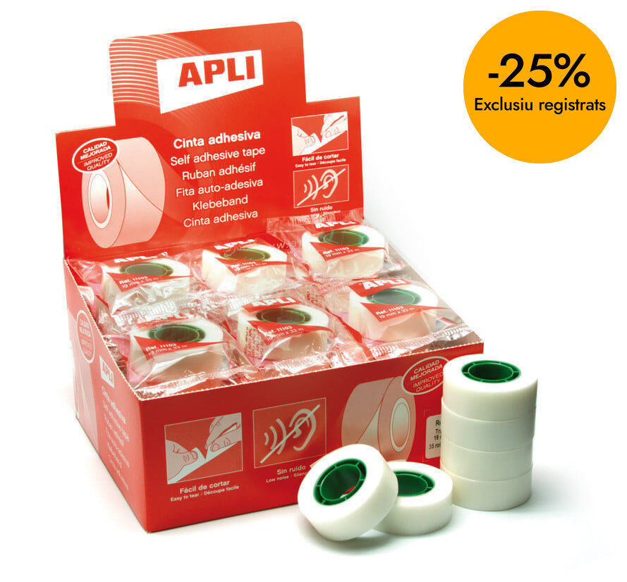Cinta adhesiva invisible Apli 19mmx33m
