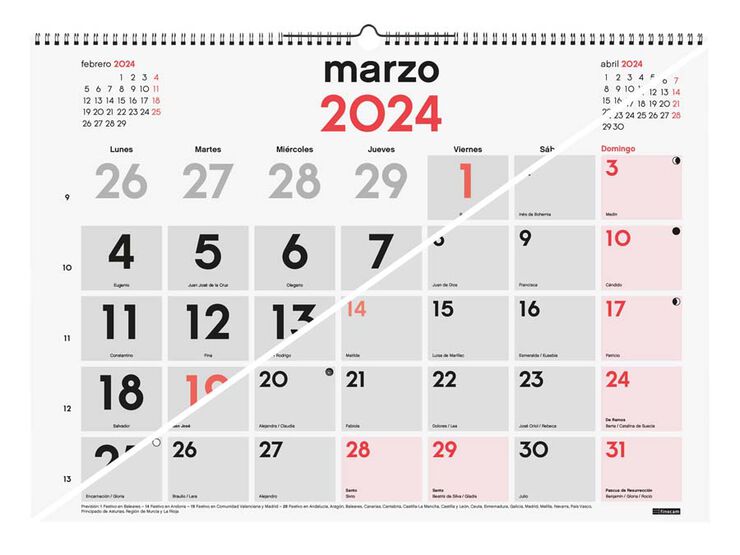 Calendario pared Finocam Mixto XL 2024 cas