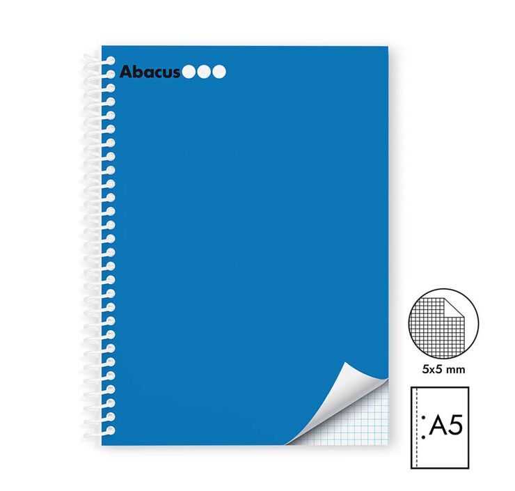 Notebook A5 Abacus tapa extradura 120 fulls 5x5 blau