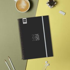 Agenda Finocam escolar espiral E10 sem/vista cat 2025-26 negro