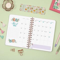 Agenda Finocam escolar The Flower Journal E10 setm/vista cas 2025-26 rosa