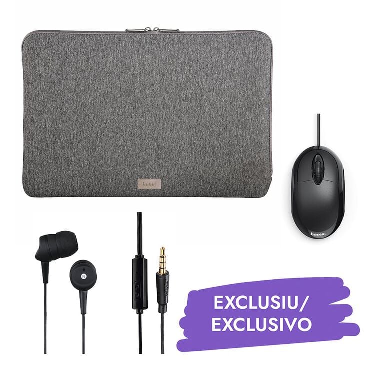 Bundle Funda PC 13''+ Rat&oacute;n + Auriculares gris