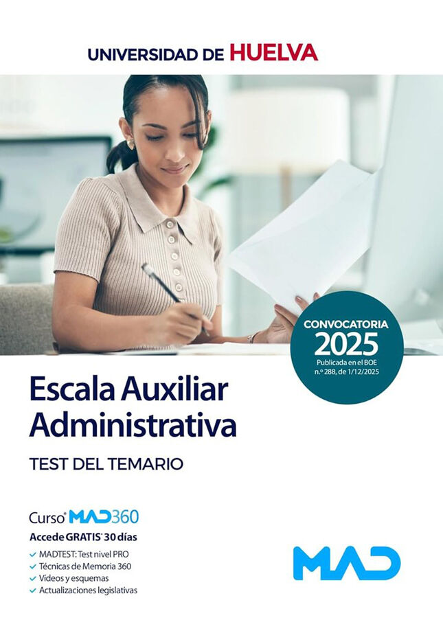 Escala Auxiliar Administrativa de la Universidad de Huelva. Test del temario