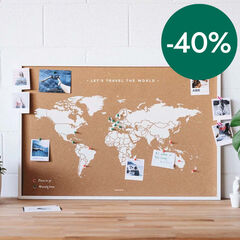 Mapa corcho Miss Wood 60x45 marco blanco