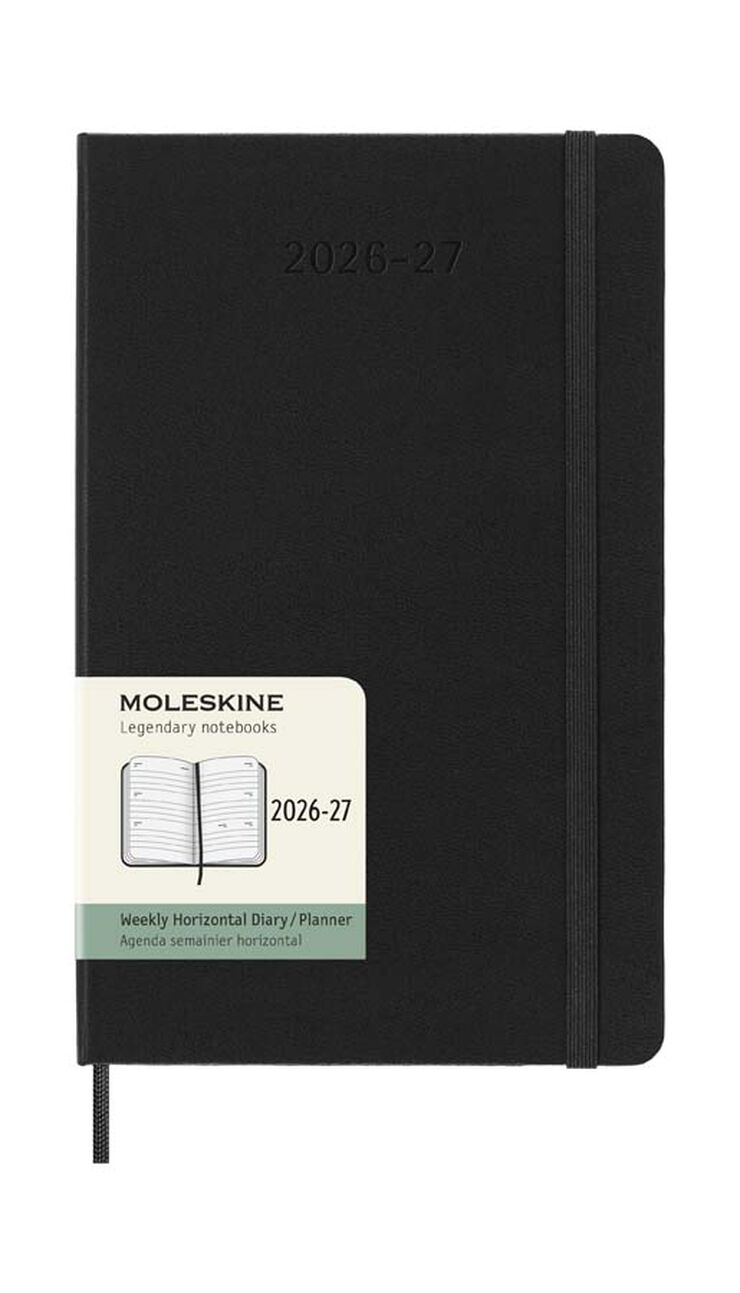 Agenda Moleskine 18 meses horizontal d&iacute;a/p&aacute;g L tapa dura negro