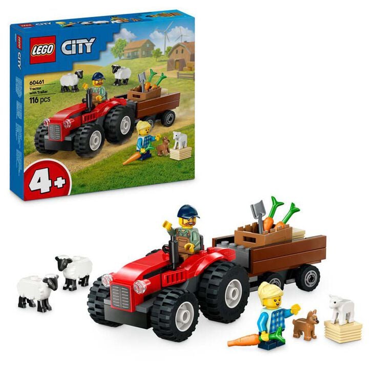 LEGO® LEGO City Tractor Rojo con Remolque y Oveja 60461
