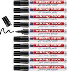 Rotuladores permanentes Edding 3000 negro 10u