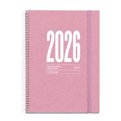 Agenda Espiral Miquelrius Plus sem/vista catalán 2026 Recycled rosa
