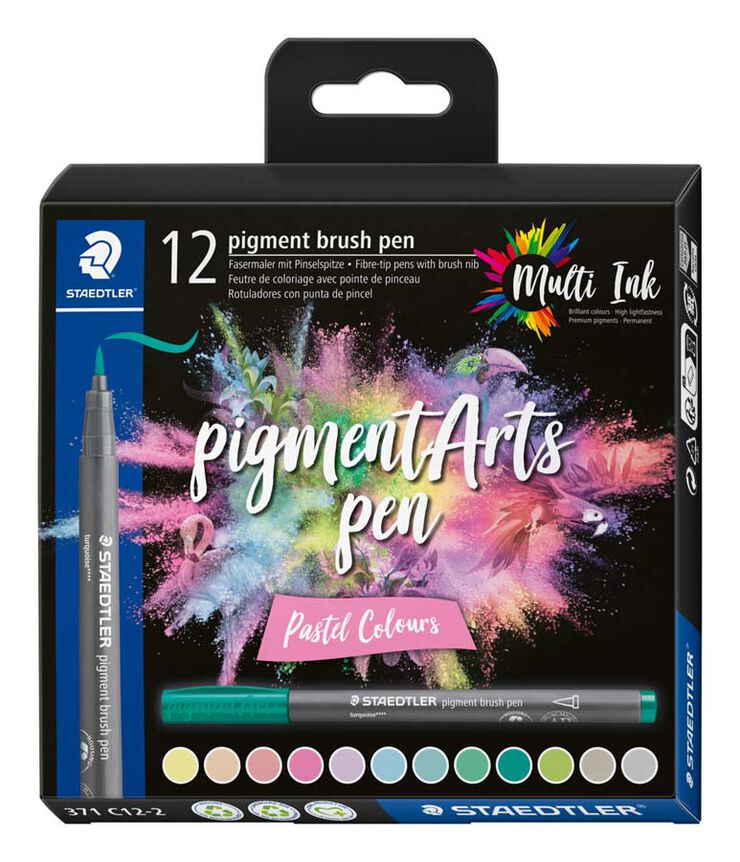Rotuladores pincel Staedtler Pigment Arts pastel 12 colores