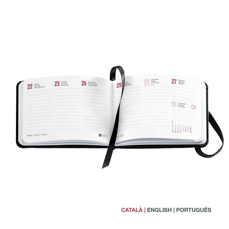 Agenda Miquelrius Pocket Semana Vista Catal&aacute;n Luxor 2027 Negro