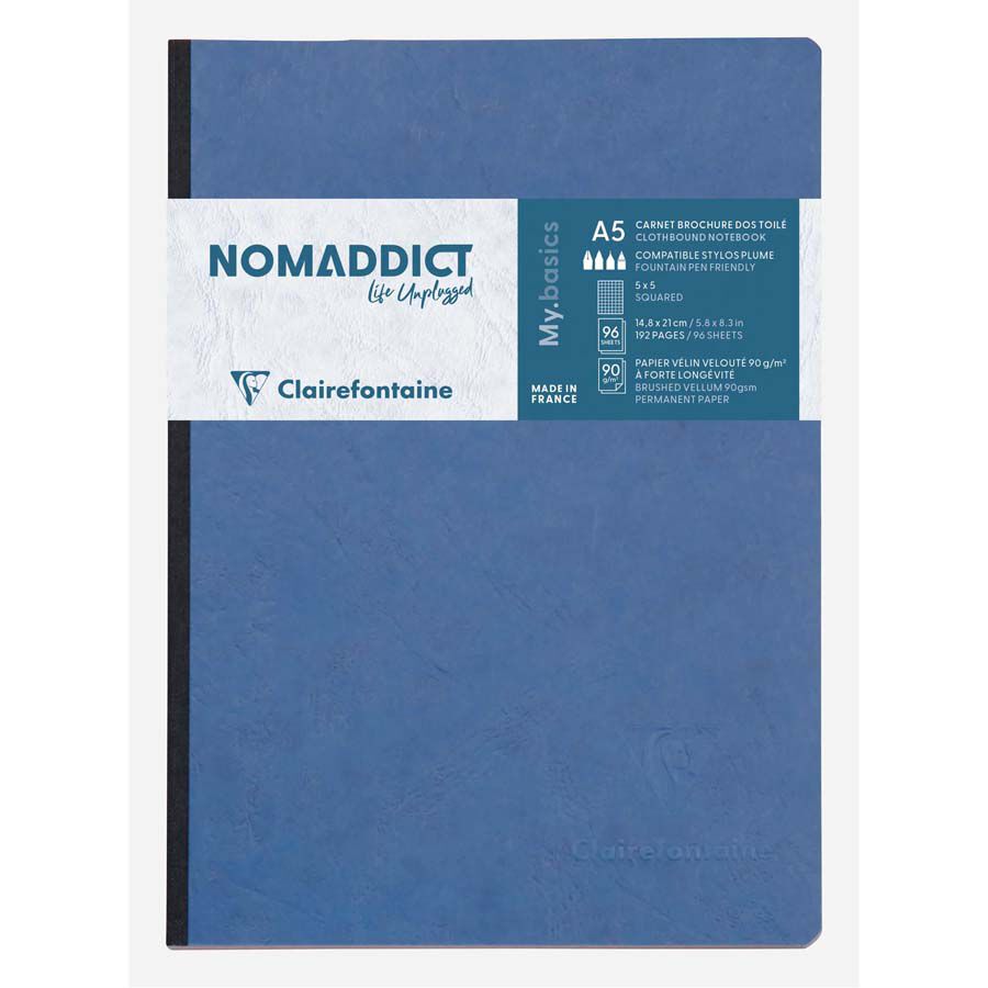 Libreta cosida Nomaddict A5 96 hojas 5x5 azul