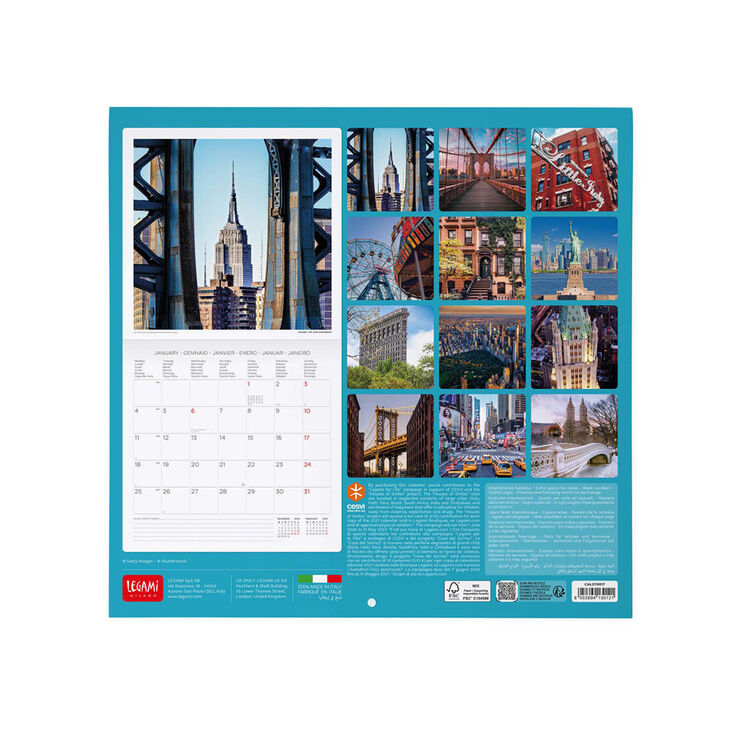 Calendario Legami 30x29 Pared New York Multiling&uuml;e 2027