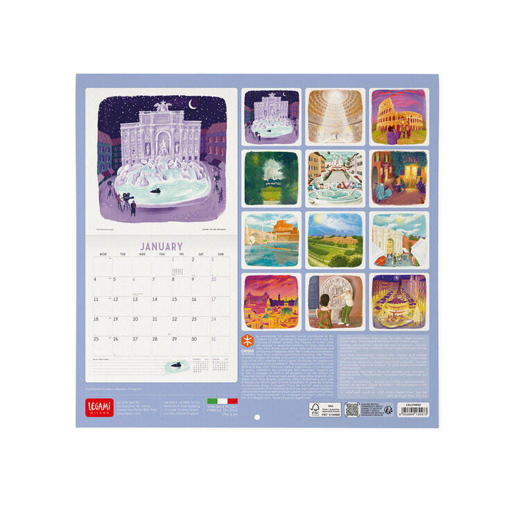 Calendario Legami 30x29 Pared Rome Multiling&uuml;e 2027