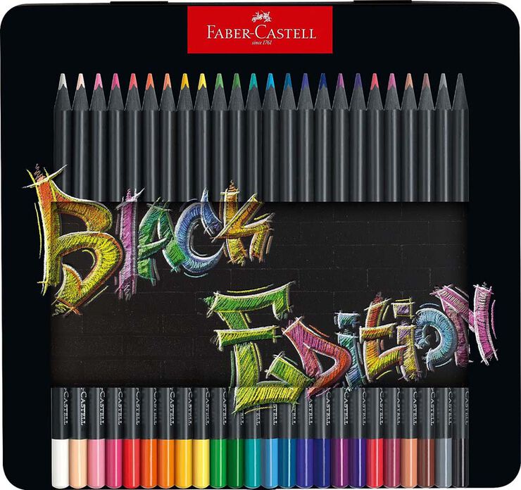 Estuche metal lápices Faber-Castell Black Edition 24 colores - Abacus Online