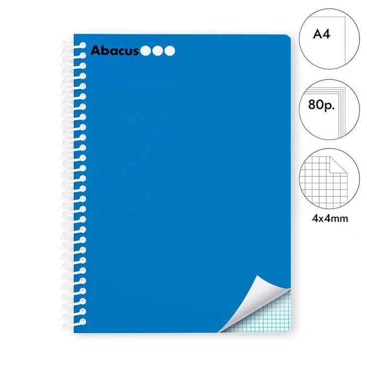 Libreta espiral Abacus A4 80 hojas 4x4mm azul