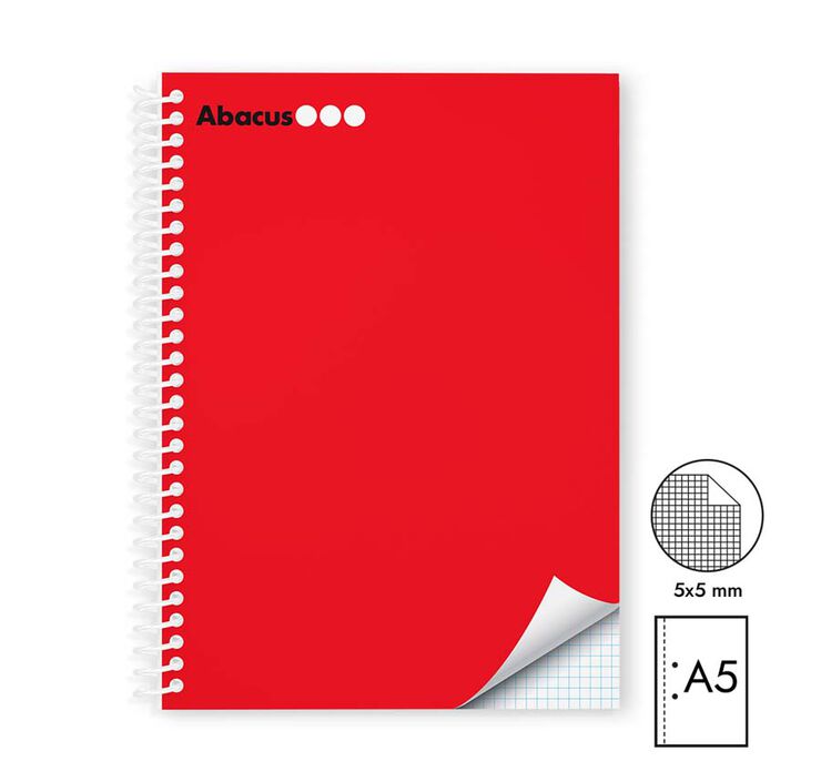 Notebook A5 Abacus tapa extradura 120 hojas 5x5 rojo