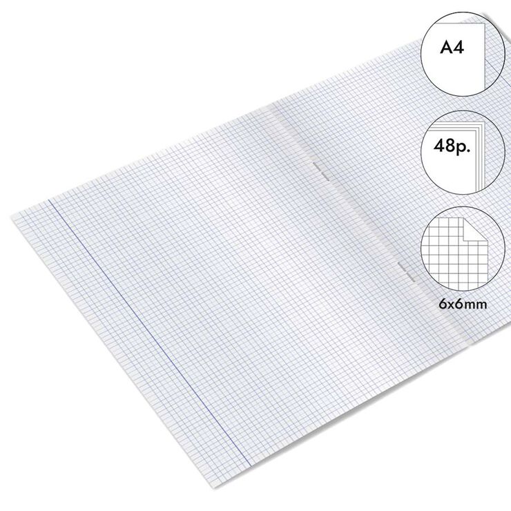 Libreta grapada Abacus A4 48 hojas 6x6mm lila