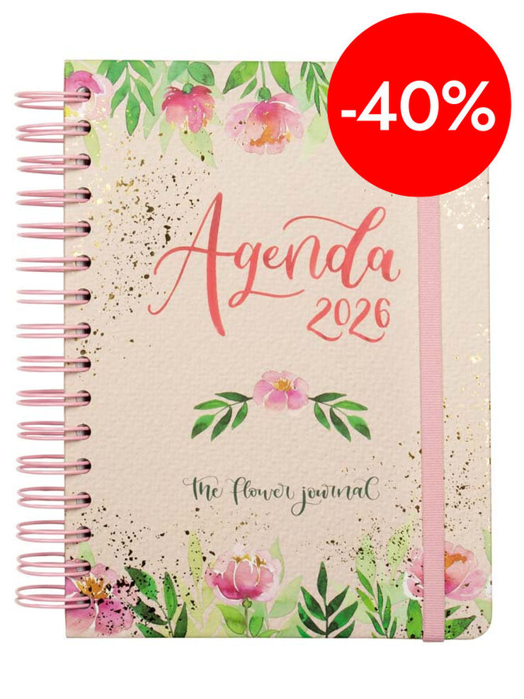 Agenda Finocam The Flower Journal E10 dia/p&agrave;g cas 2026 rosa