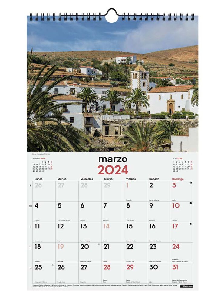 Calendari paret Finocam Esp.25X40 2024 Pobles En.cas