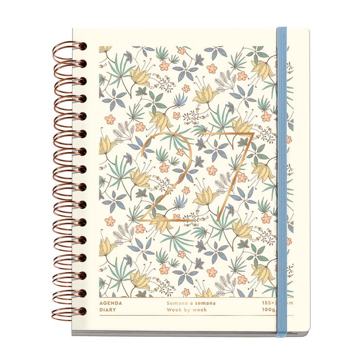 Agenda Miquelrius Plus Wire-O D&iacute;a P&aacute;gina Multiling&uuml;e 2027 Liberty Crema