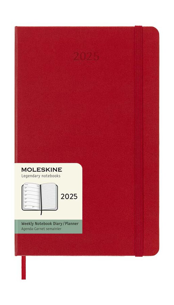 Agenda Moleskine 12m setm/vista 2025 L vermell