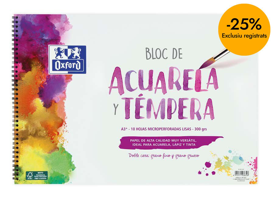 Bloc acuarela Oxford A3 300 10 hojas