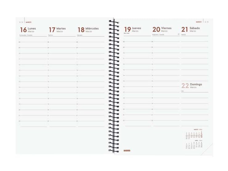 Agenda Finocam Year E10 sem/vista vertical cas 2026 negro
